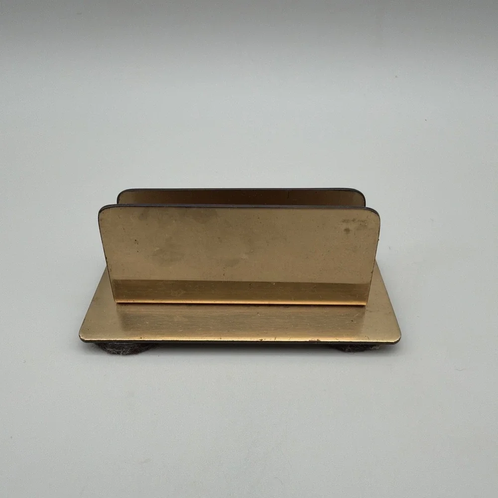 Vintage Barlow Brass Baseball Card Letter Holder Desk Organizer Made In USA